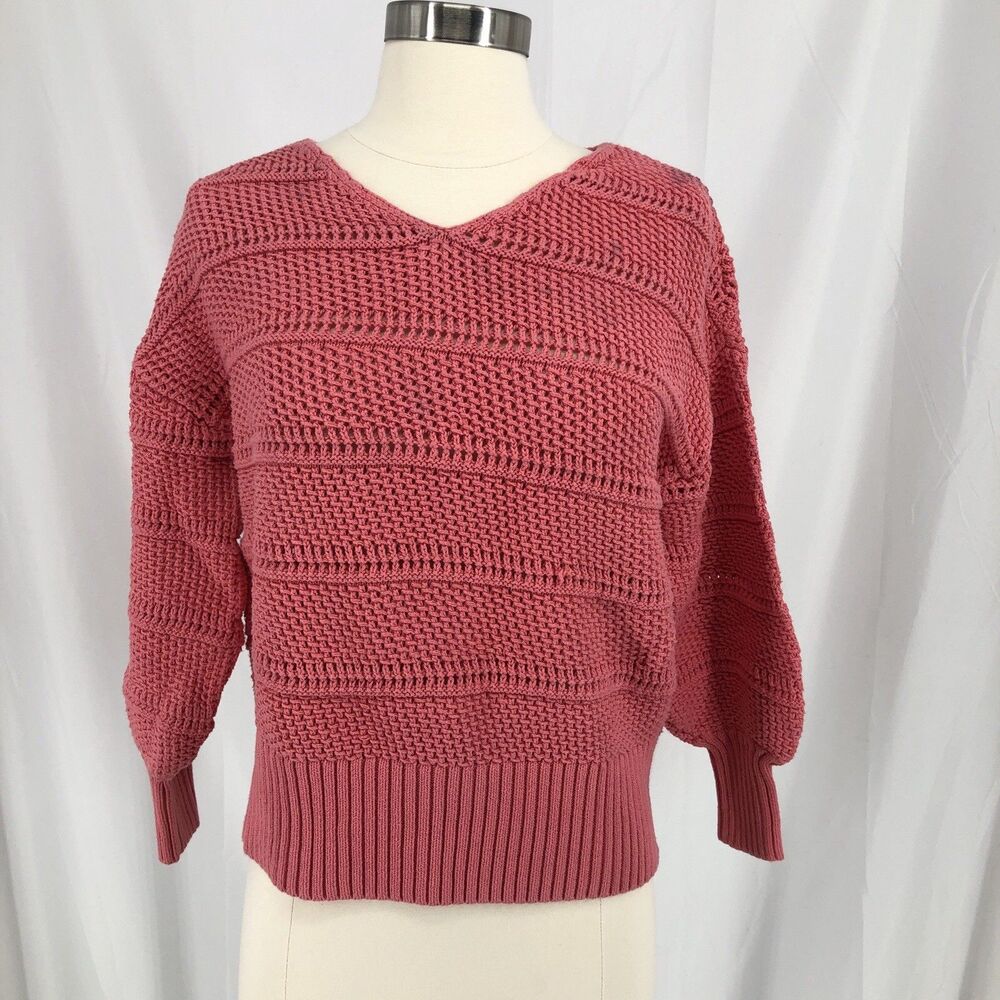 Tommy Bahama Women V-Neck Sweater Pink Size M Pullover Loose Knit